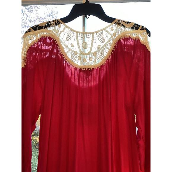 Umgee Bohemian Dress Fuchsia Boho Peasant Crocheted Tiered Sundress Sz Small NWT - Picture 5 of 11